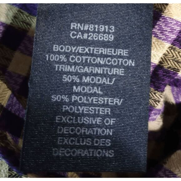 Robert Graham Shirt Men's Large Purple‎ Black Gingham Button Front - Picture 8 of 9